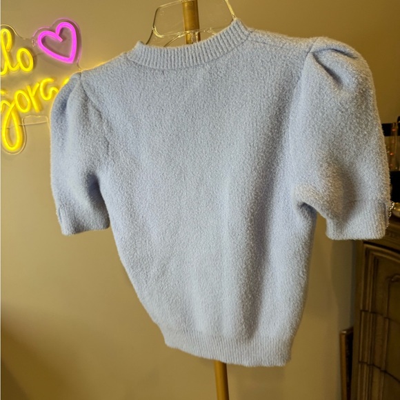 Zara Sky Blue Knit Top with Button Detail - Picture 9 of 10